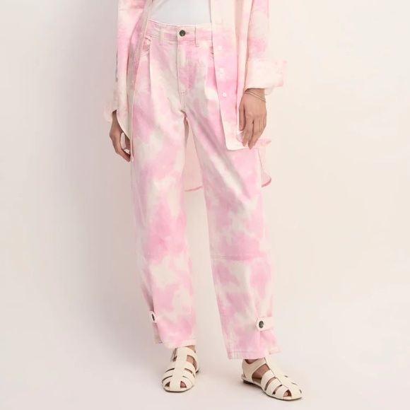Everlane x Marques’ Almeida Canvas Oversized Barrel Pant Pink Tie-Dye NWT